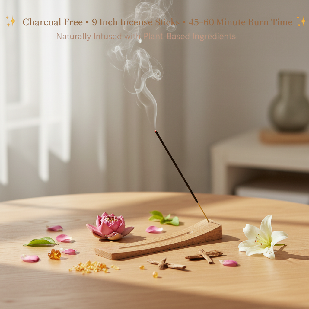 Charcoal-free Bloom & Wood combo incense — warm, welcoming burn